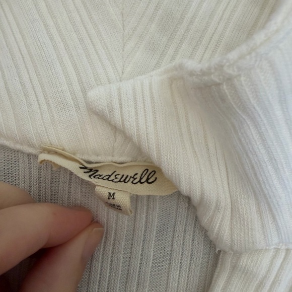 Madewell Ribbed V-Neck Polo Tee White - Picture 3 of 4